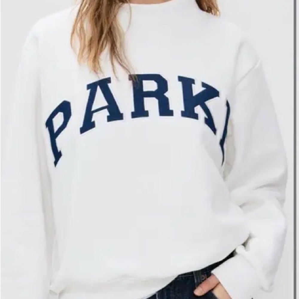 Parke White & Navy Mockneck Sweatshirt